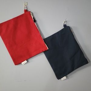 Zippered Canvas Lined File Bags Red and Blue Hold Documents